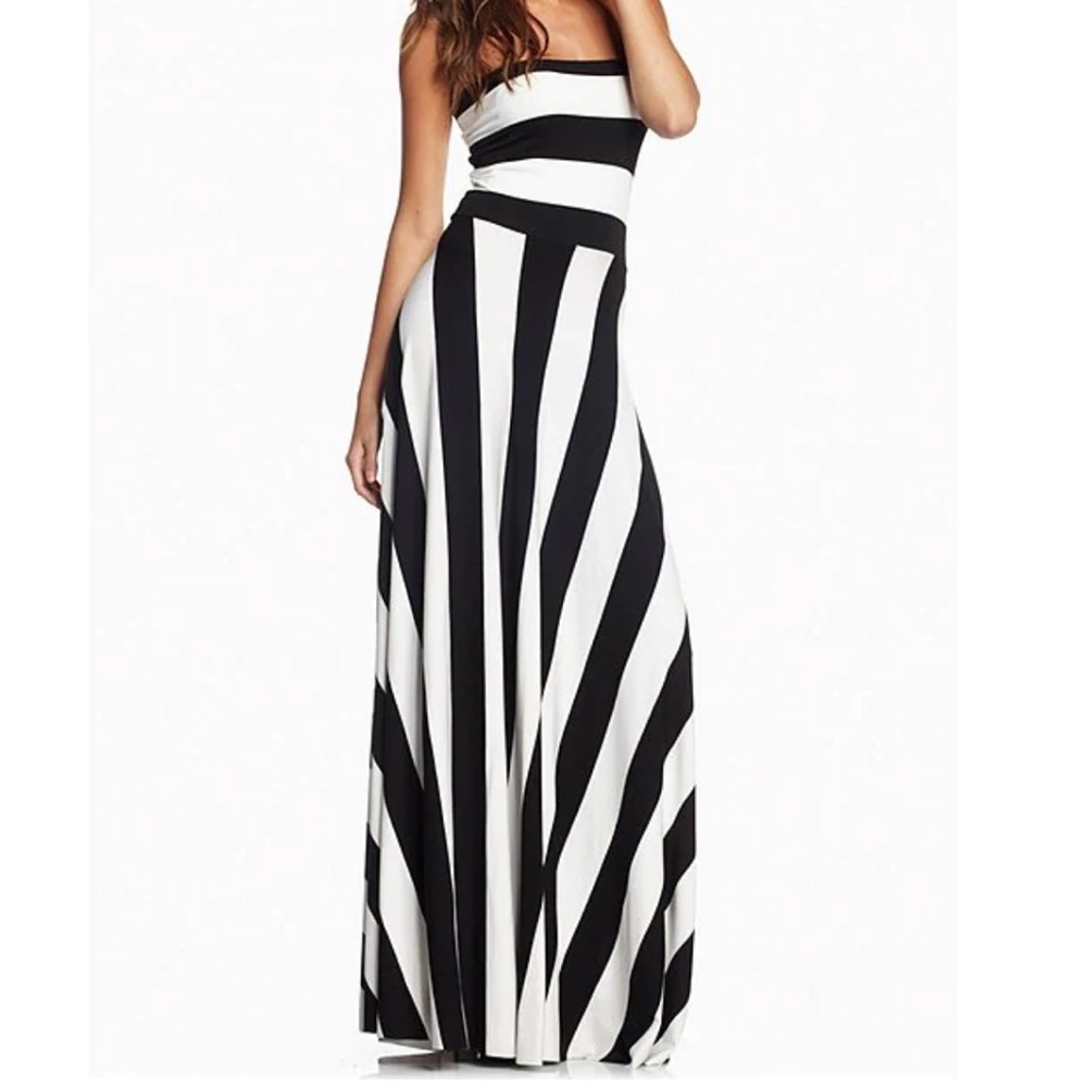 Elan Black and White Striped Maxi Dress